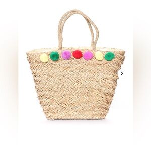 Colorful Pom-Pom Straw XL Tote Bag